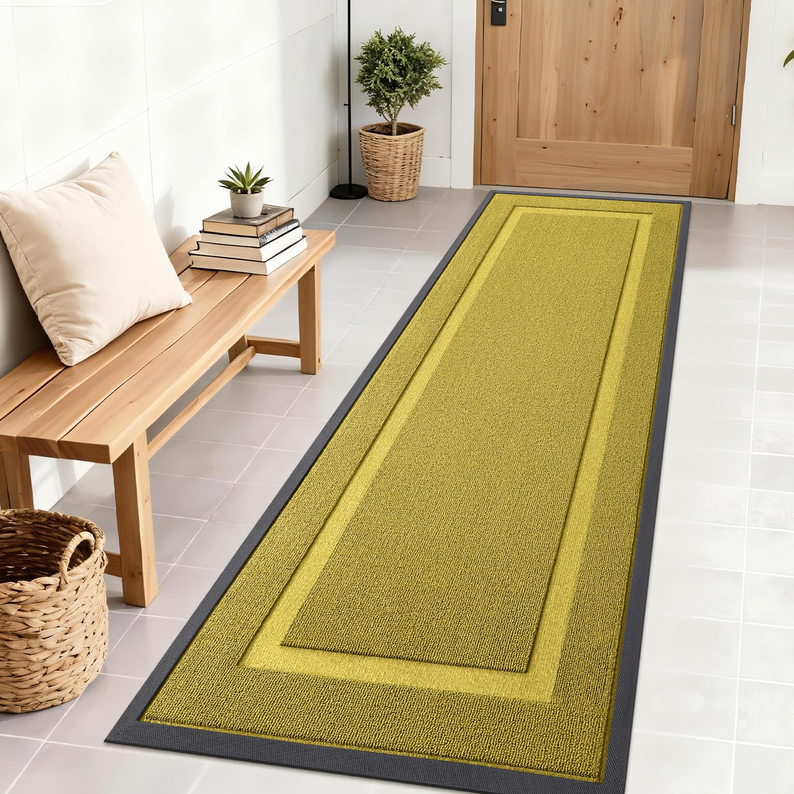 OLANLY Front Door Mat Outside 71x23, All-Season Heavy-Duty Rubber Doormat