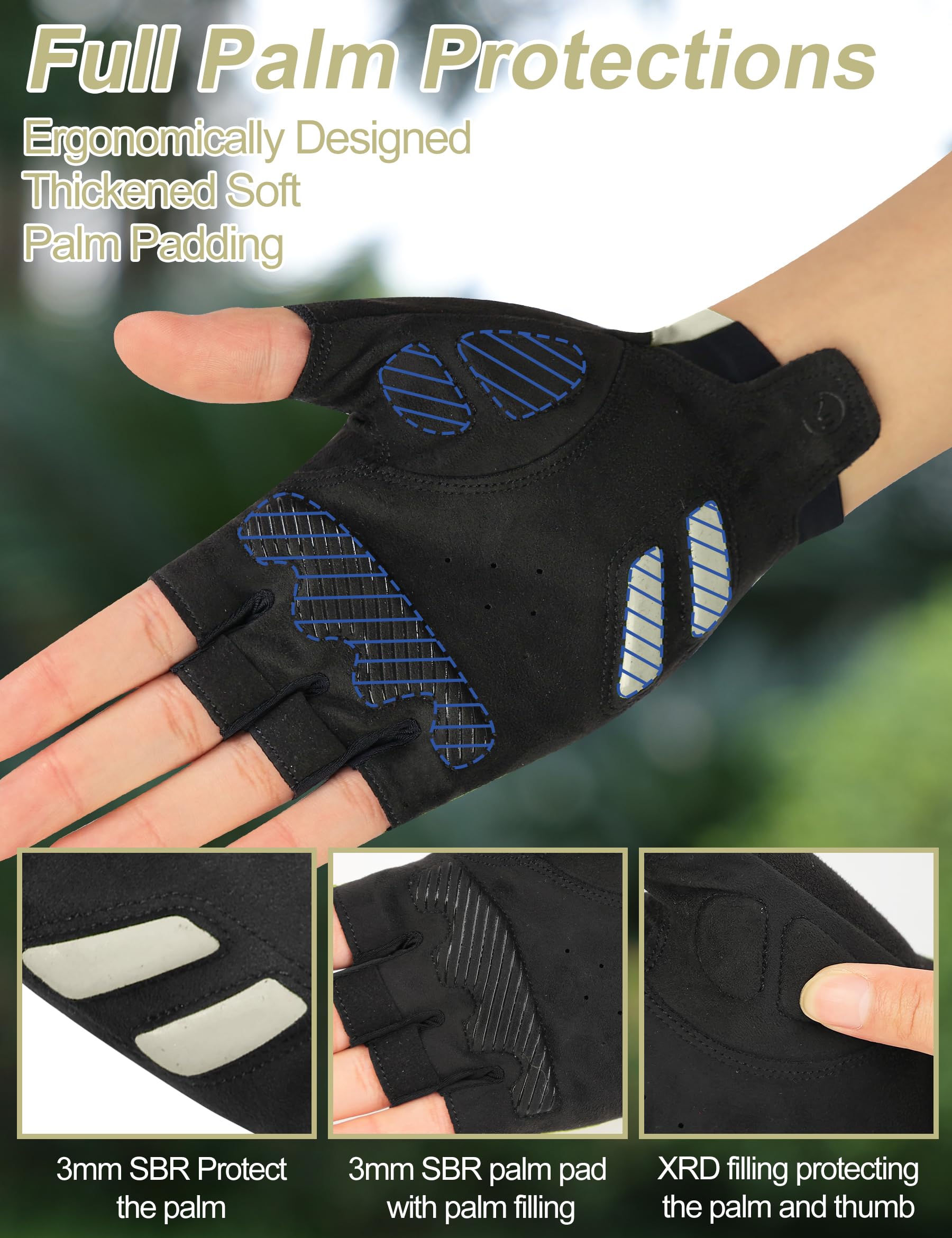 INBIKE Gants de Cyclisme VTT Demi Doigts Été Antidérapants Anti-Choc Homme Femme