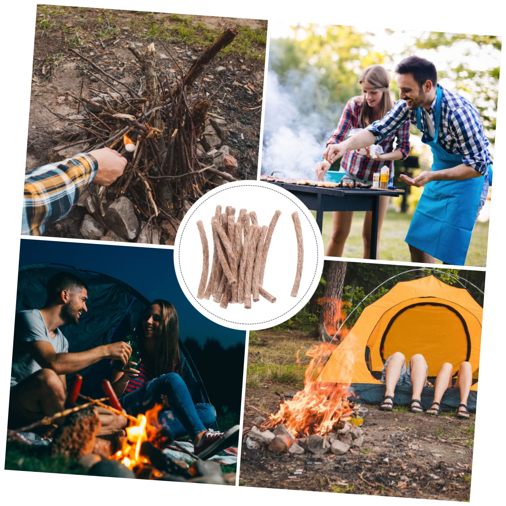 Toddmomy 2sets Lightweight Cord Fire Starter Camping Tool Survival Matches Rope 20pcs*2