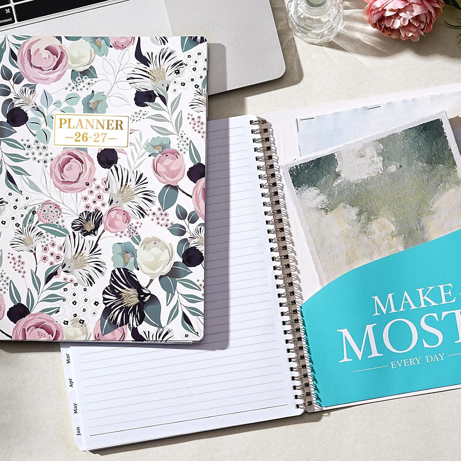 Planner 2026-2027 - Academic Planner 2026-2027, Jul. 2026 - Jun. 2027, Weekly and Monthly with Tabs, 26-27 Calendar Planner, 9" x 11", Back Pocket + Thick Paper + Twin-Wire Binding - Petunia - Image 8