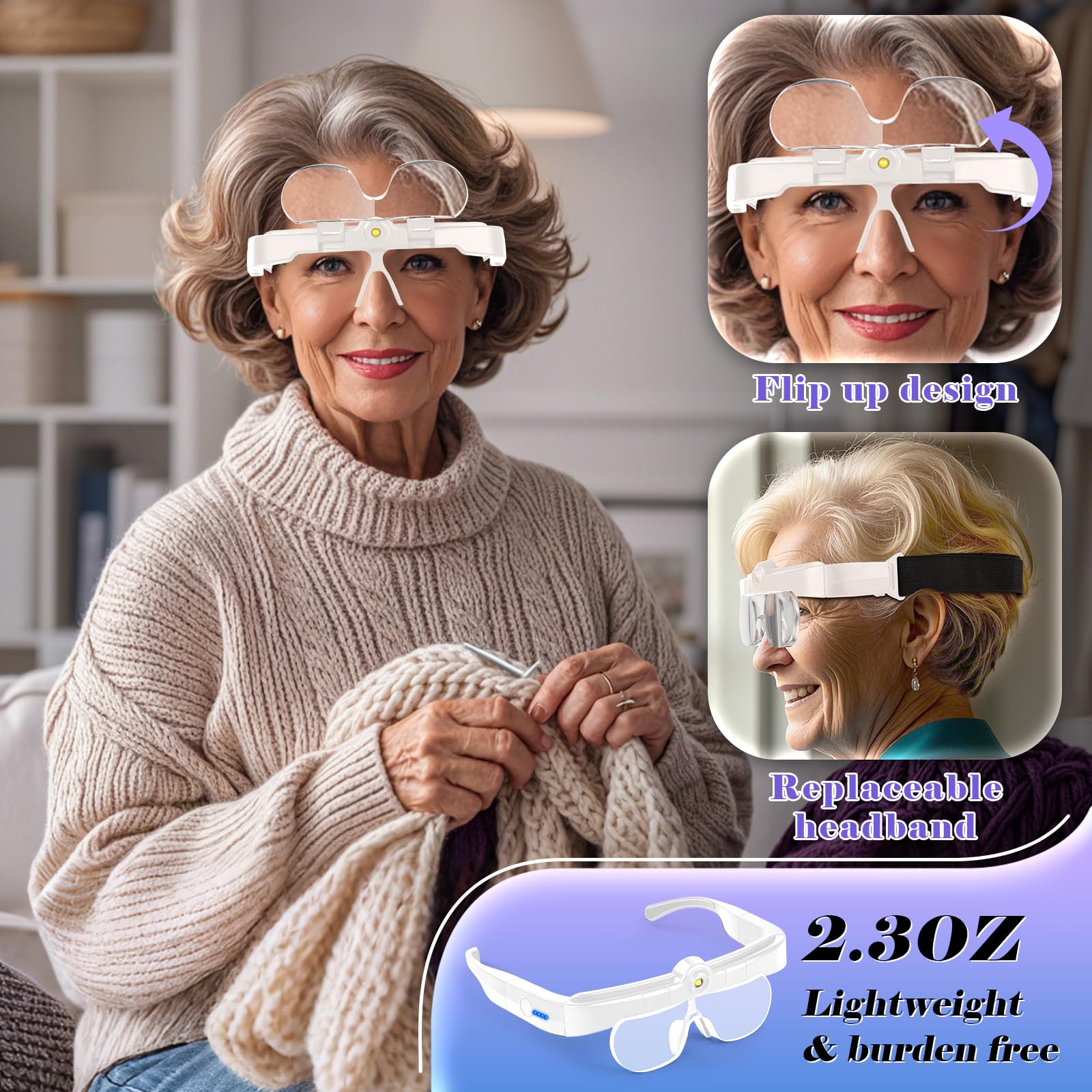 NZQXJXZ Magnifying Glasses with LED Light & 3 Color Temperatures - Image 2