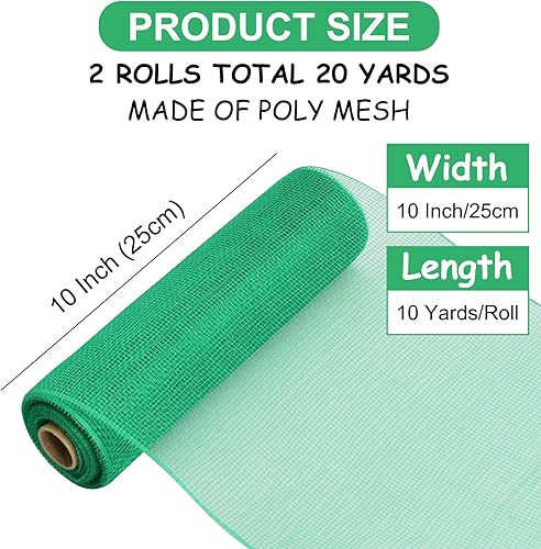 Miniatura 9 de TONIFUL 2 rollos de cinta de malla decorativa de 10 pulgadas, malla de tela para suministros de corona de malla, corona de puerta delantera,