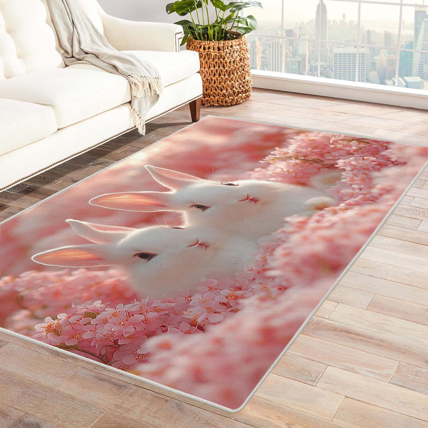 Tapis lapin mignon 3D rose pour créer un cocon de douceur unique