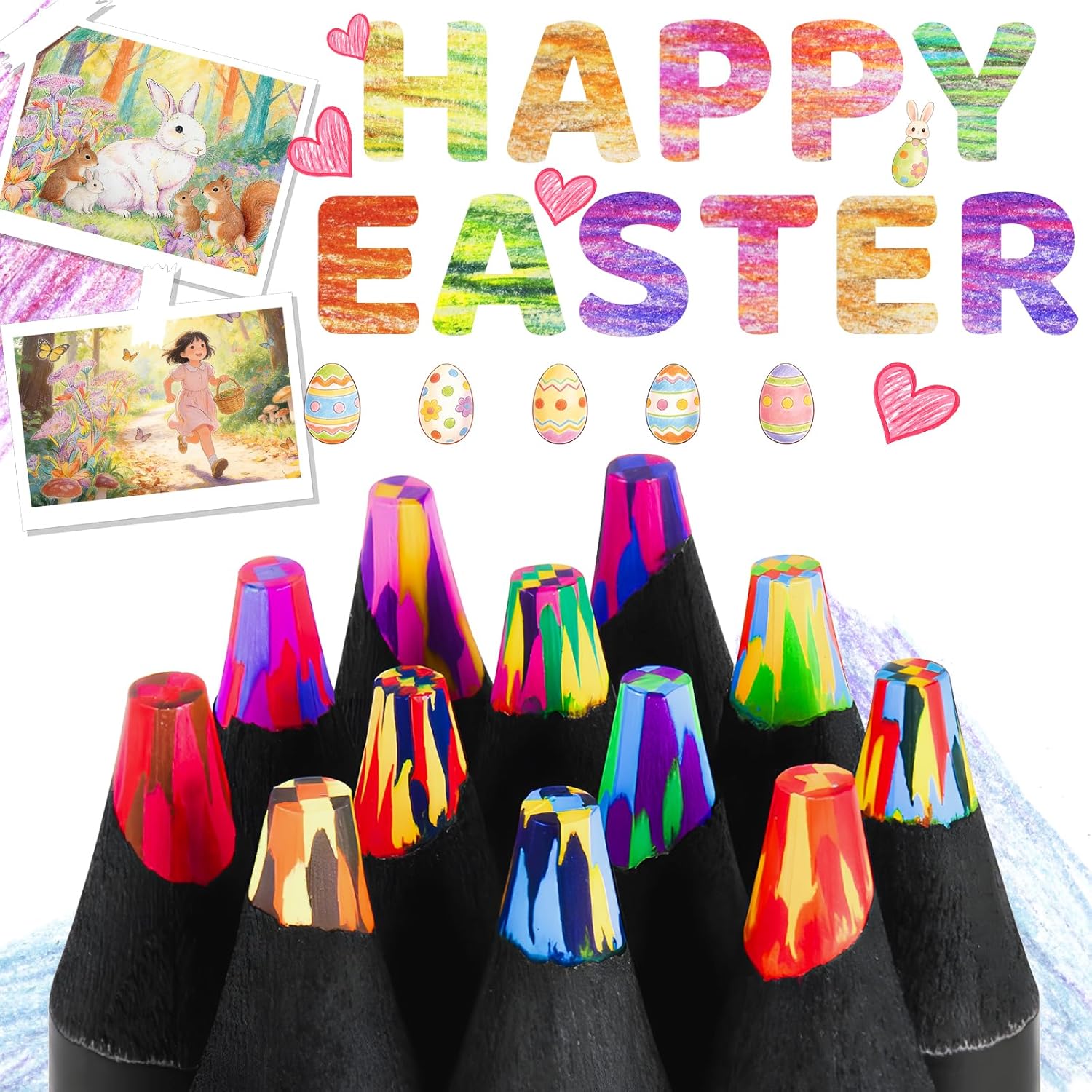 Easter Basket Stuffers for Teens, Easter Basket Essentials, 12 Rainbow Colored Pencils, Gifts for Boys Girls Ages 5–12, Art Supplies for Kids, Birthday Party Favors