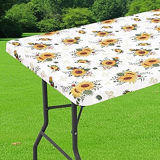 Smiry Spandex Fitted Tablecloth for 4 Foot Rectangle Tables, Washable Pi...