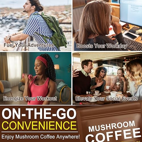 Miniatura 8 de Café de hongos (8.29 oz de gran tamaño), mezcla de 10 hongos superalimentos para energía, recuperación y enfoque, café instantáneo orgánico en polvo