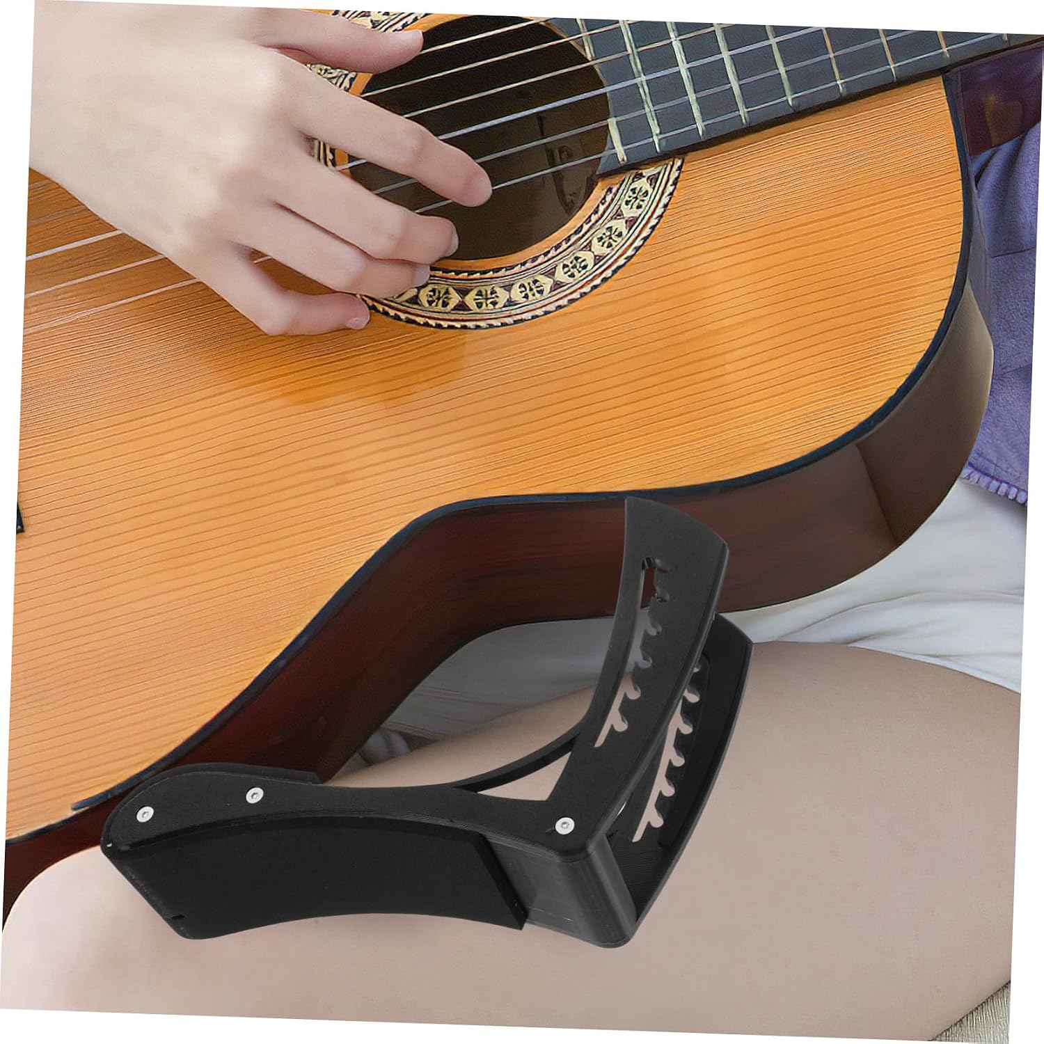 Adjustable Guitar Foot Stool for Electric Guitar, Black Plastic