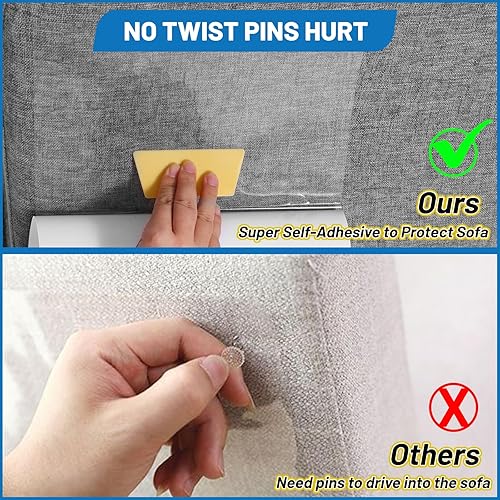 Miniatura 4 de Sin pines protector de muebles Eosarcu para gatos, paquete de 16 protectores de sofá de un solo lado contra garras de gato, protector de sofá