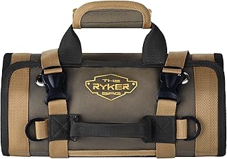 The Ryker Bag Tool Organizers - Small Tool Bag W/Detachable Pouches, Heavy Duty Roll Up Tool Bag Organizer : 6 Tool Pouches - Tool Roll Organizer Gifts for Dad (Khaki+Black)