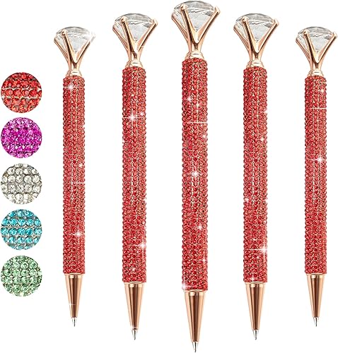 5 bolígrafos grandes de diamantes de cristal, bolígrafo brillante de tinta negra, lindo bolígrafo de diamantes de imitación con diamante para disponible en Yaxa Peru