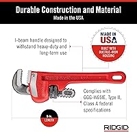 Vista 4 de RIDgid 31000 Modelo 6 Llave de tubo recta de plomería de servicio pesado de 6 pulgadas, roja, fabricada en EE. UU
