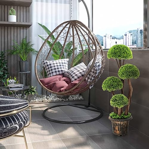 Miniatura 9 de Goplus Árbol de bola topiaria de ciprés artificial, planta artificial de 3 pies de alto, árboles topiarios para interiores y exteriores con maceta