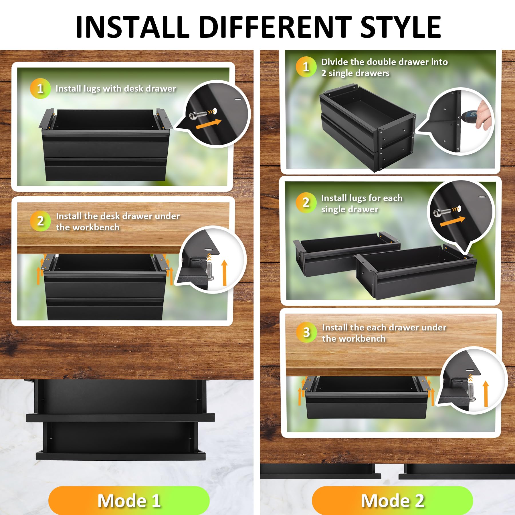 Amazon.co.jp: 15インチ 2段 デスク下引き出し 高さ調節可能 引き出し