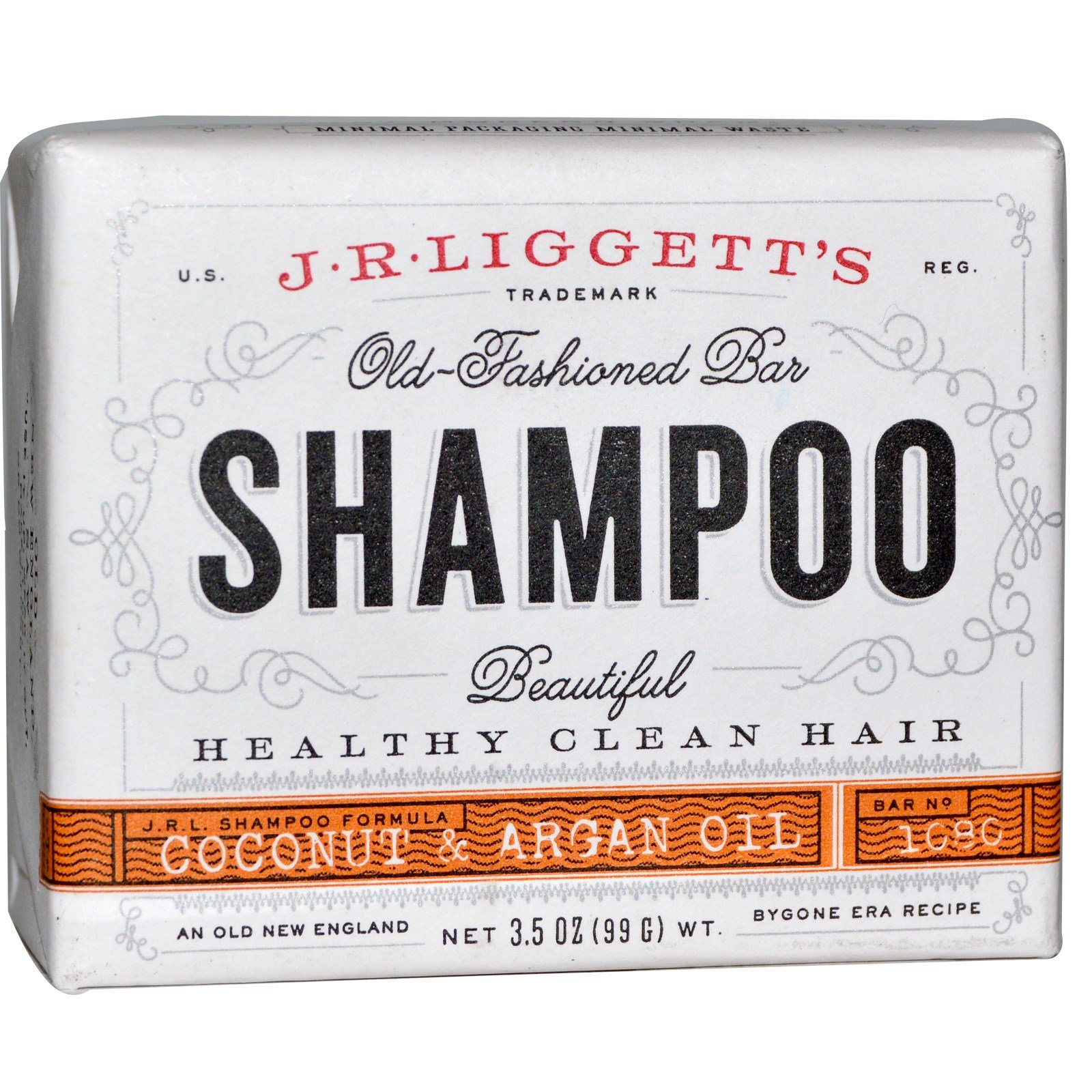 J.R. Liggett's, Old Fashioned Shampoo Bar, Coconut & Argan Oil, 3.5 oz (99 g)