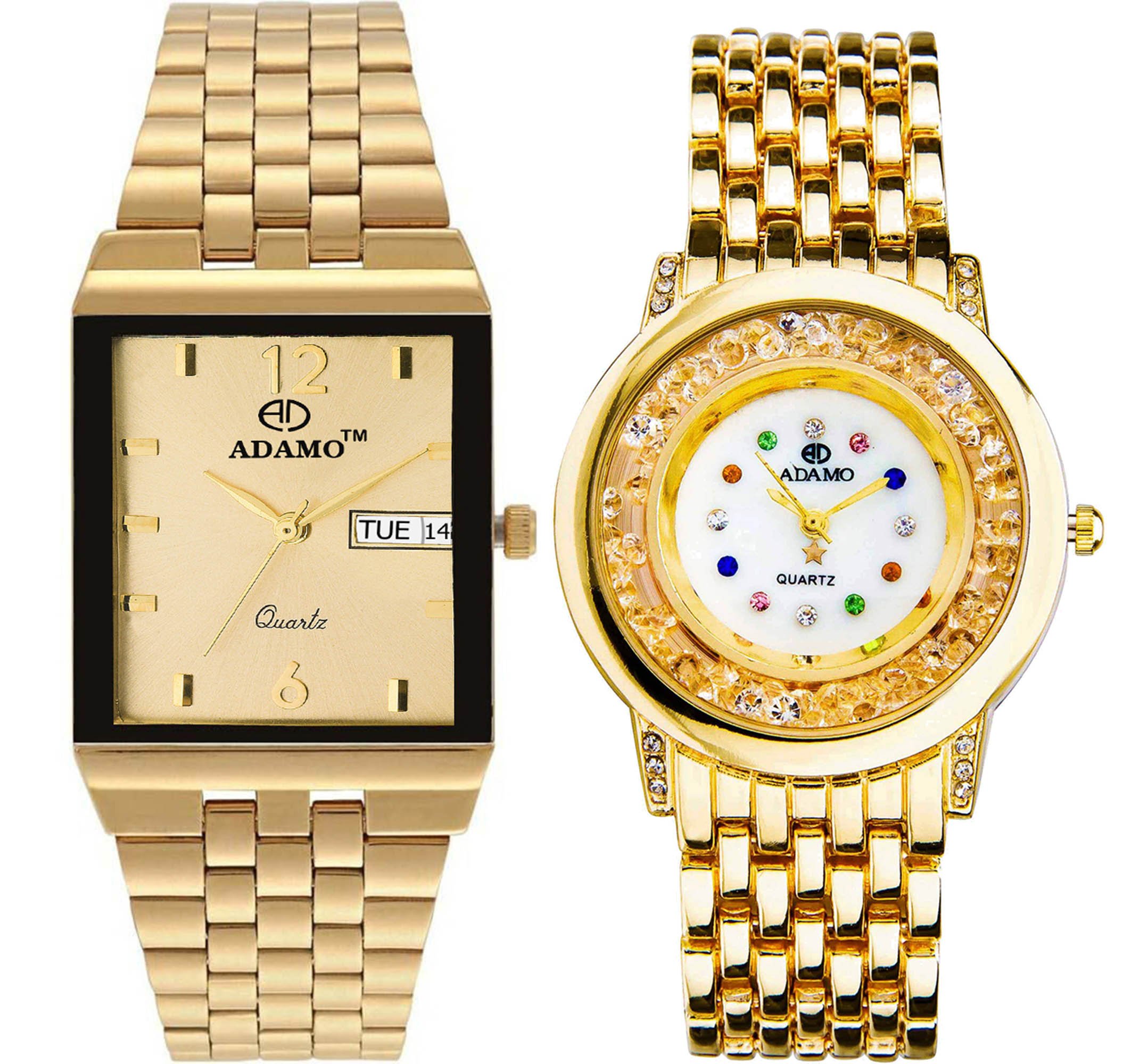 ADAMO Enchant Day & Date Couple Combo Wrist Watch 1918-85BM01 (B079Z79JD2) Amazon Price History, Amazon Price Tracker