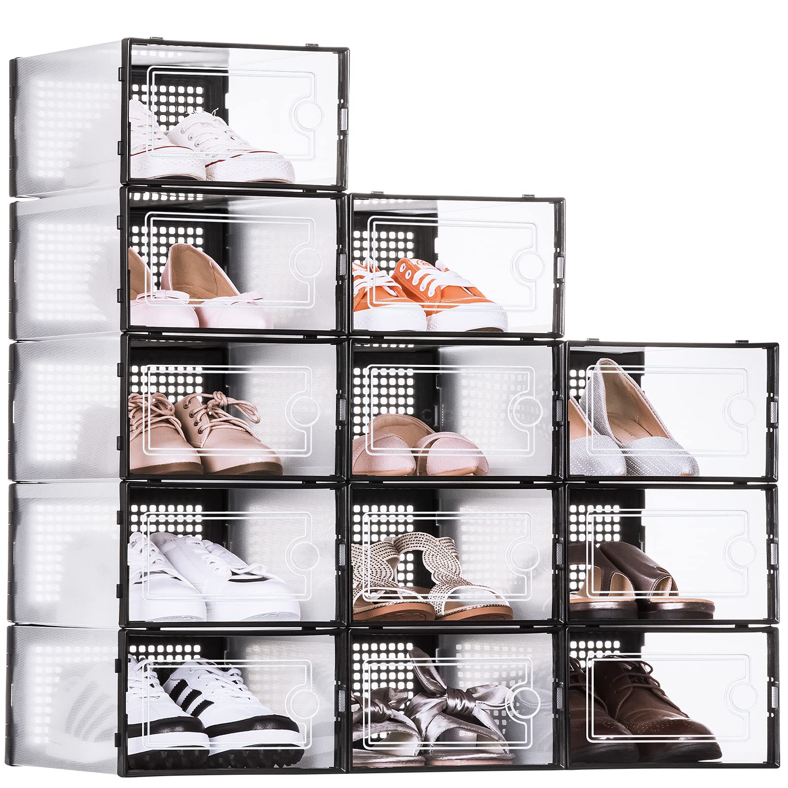 Buy Shoe Boxes Clear Plastic Stackable, Shoe Storage 13 x 9 x 5.5in