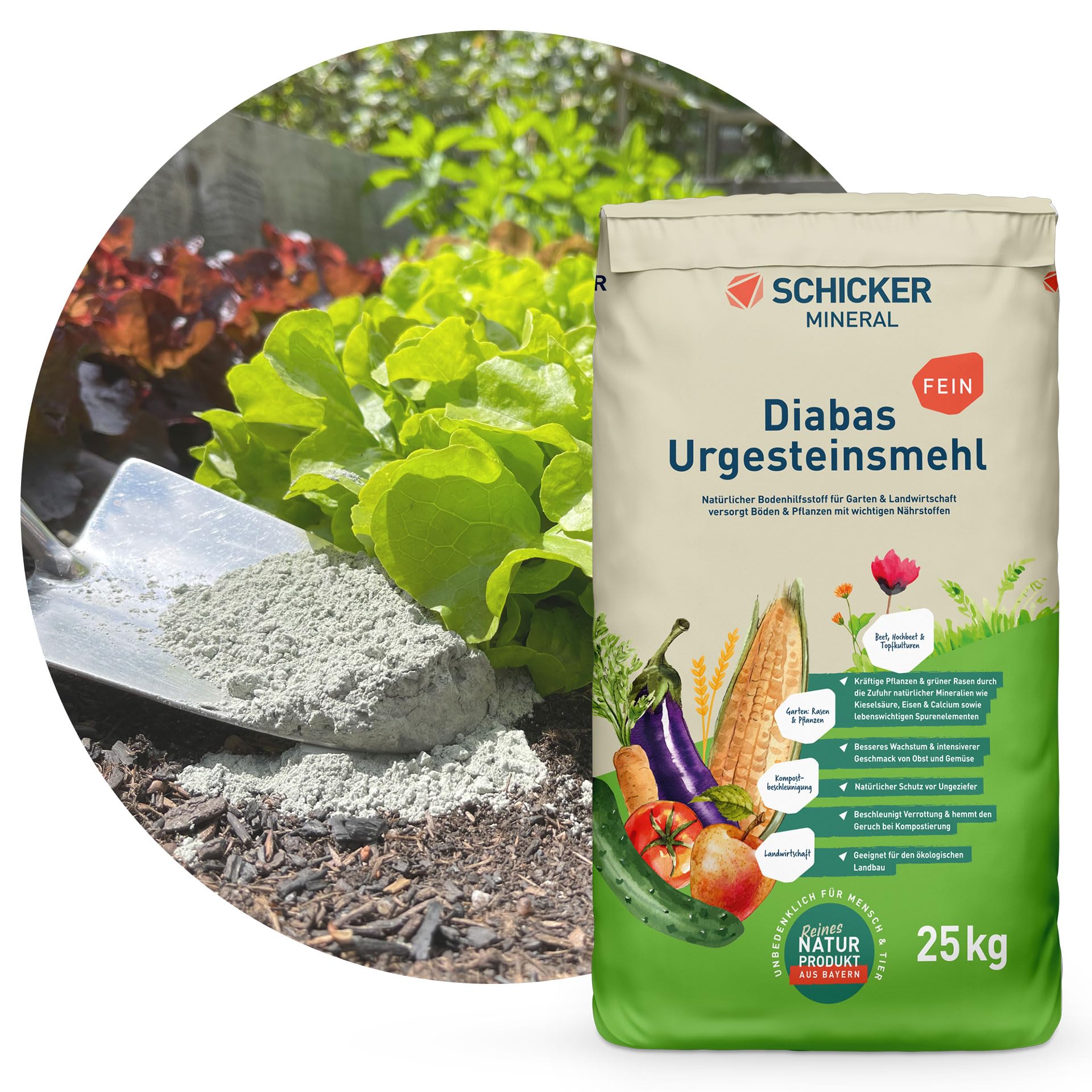 Schicker Mineral Diabas Urgesteinsmehl fein - Pulver 25 kg