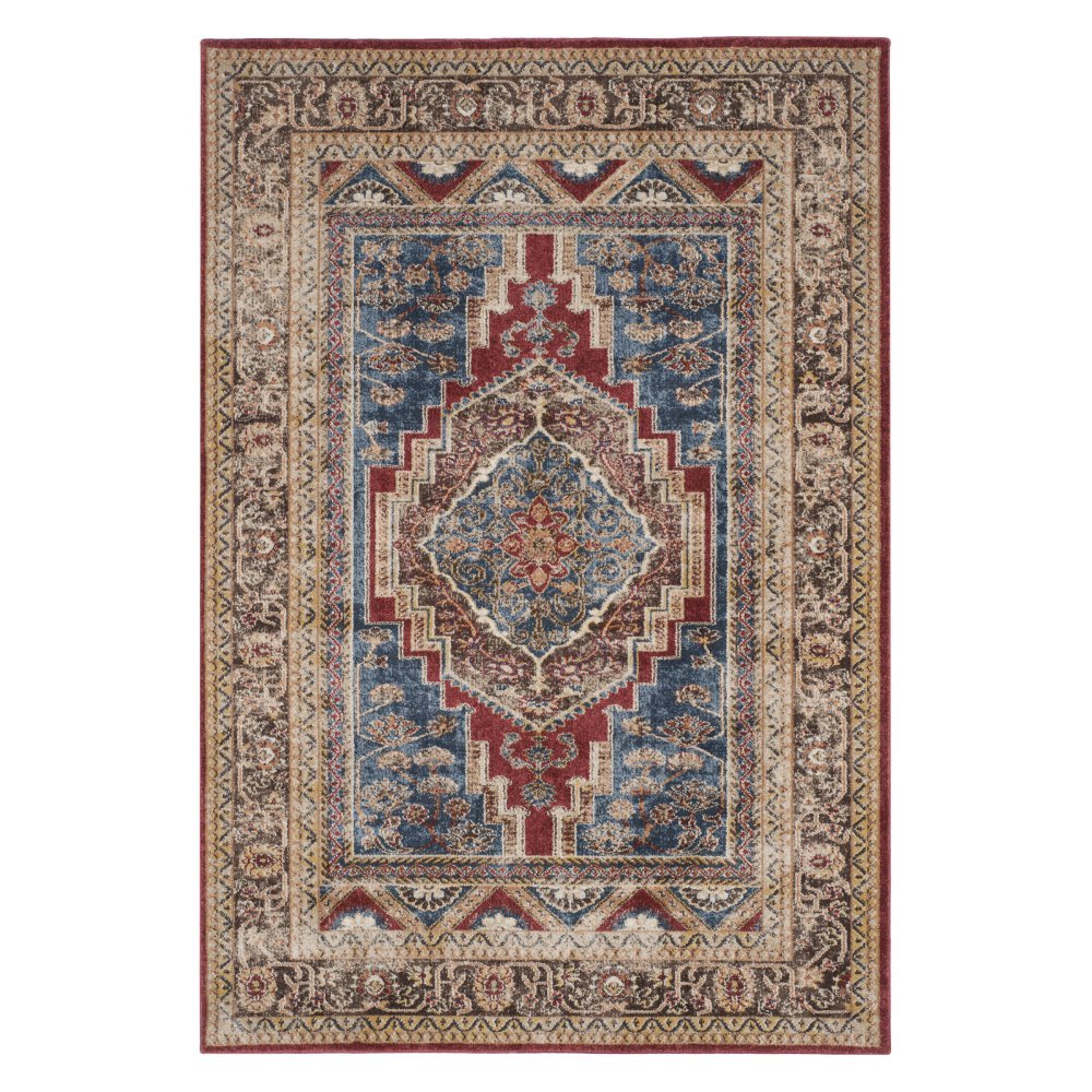 Safavieh Traditional Distressed Indoor Woven Rectangle Area Rug, Bijar Collection, BIJ636, in Royal Blue / Brown, 91 X 152 cm for Living Room, Bedroom or Any Indoor Space