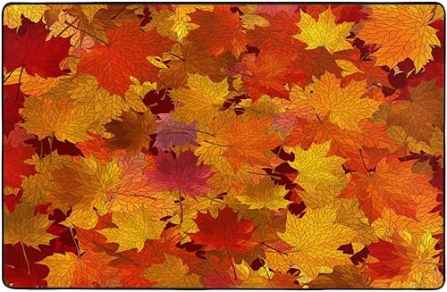 Alfombra de otoño con hojas de arce de 3 x 5 pies, decoración para sala de estar, dormitorio, alfombra antideslizante de pelo bajo, alfombra de disponible en Yaxa Peru