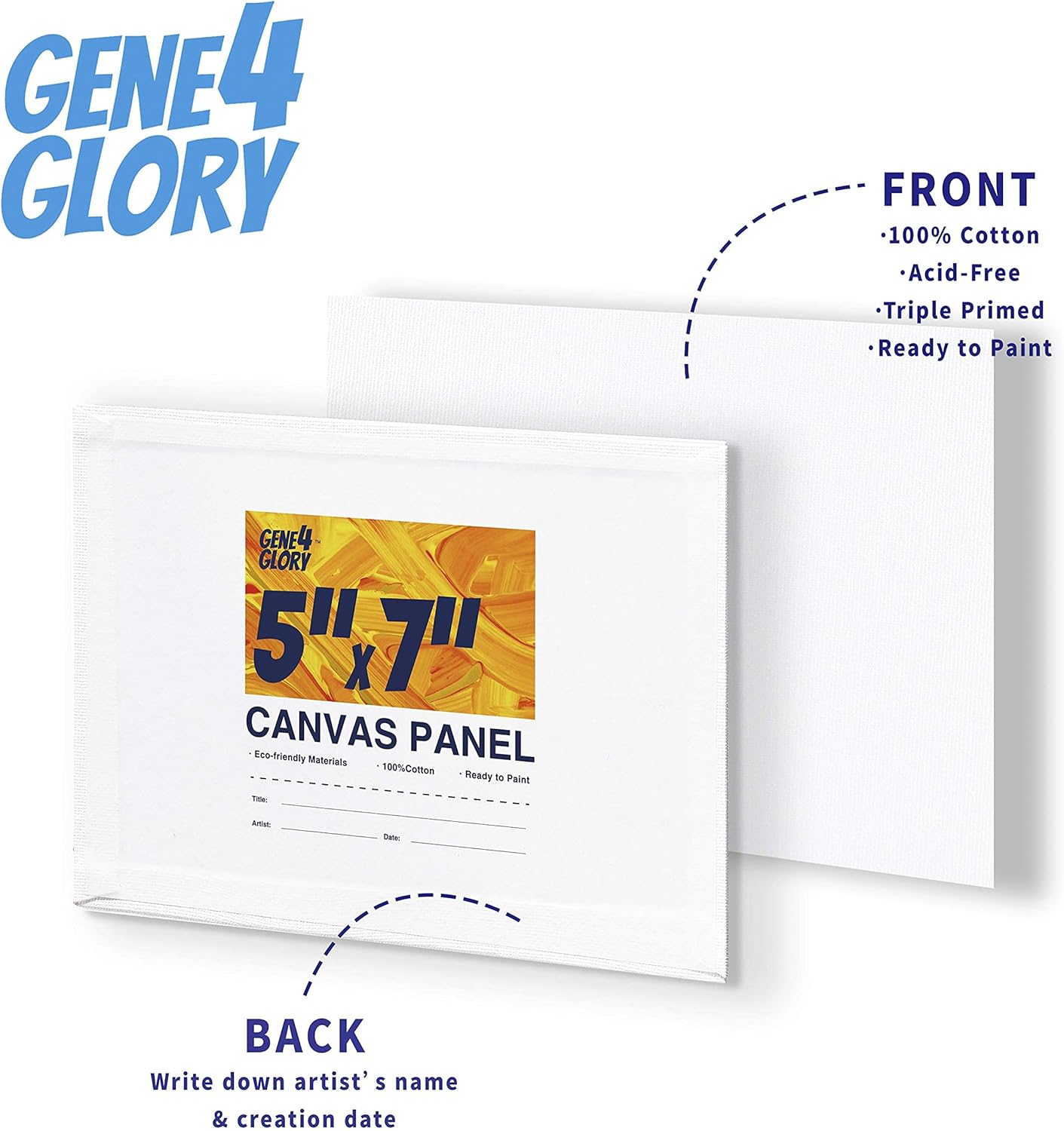GENE4GLORY Artist Canvas Panel 4 x 4 inch, 40 Pack, Painting Canvas Panel Boards