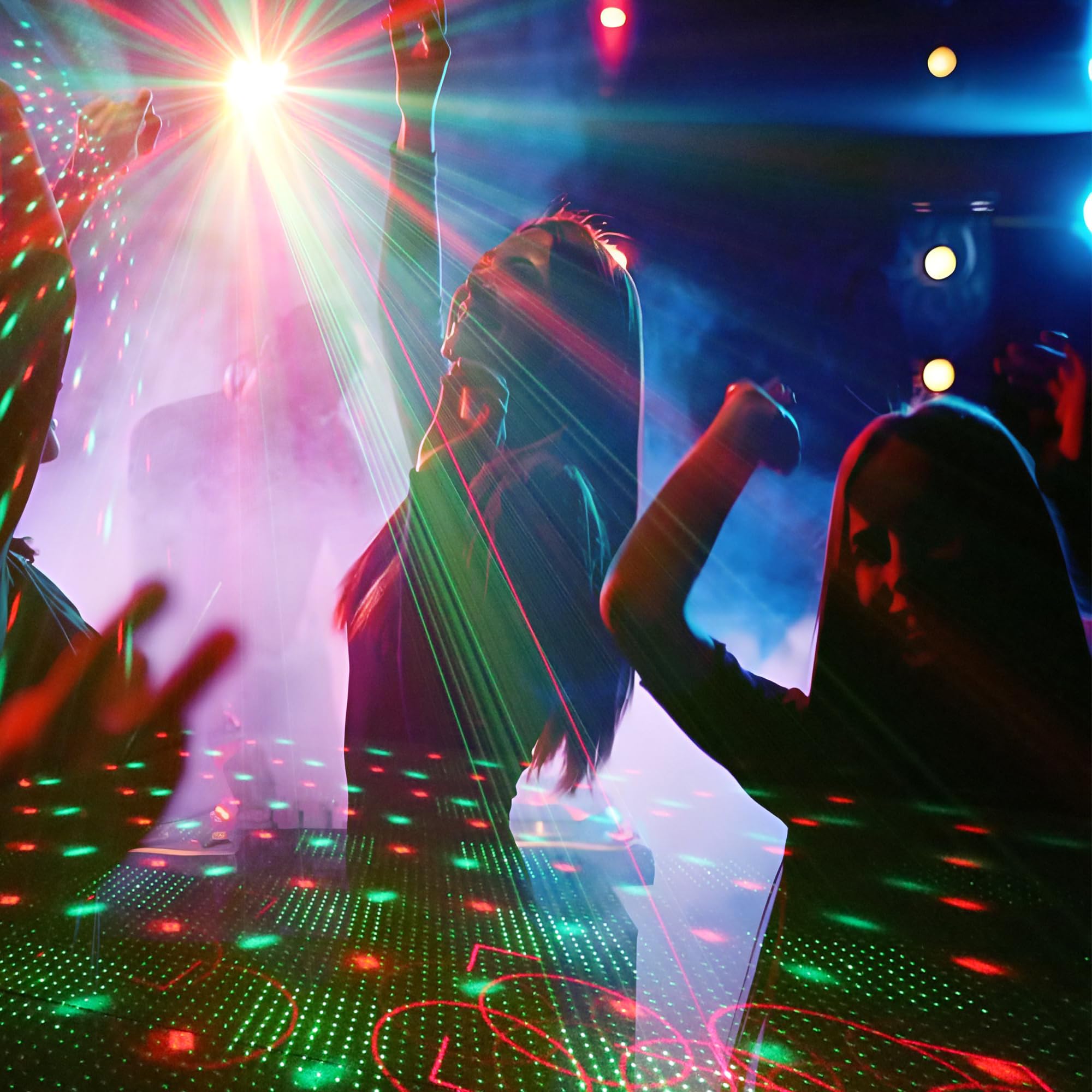 Luz de discoteca, luces de fiesta, RGB con 4 lentes activadas por sonido, luces estroboscópicas para fiestas, cumpleaños, Navidad, bodas, karaoke, bar, club, pub, hogar, habitación, decoración de