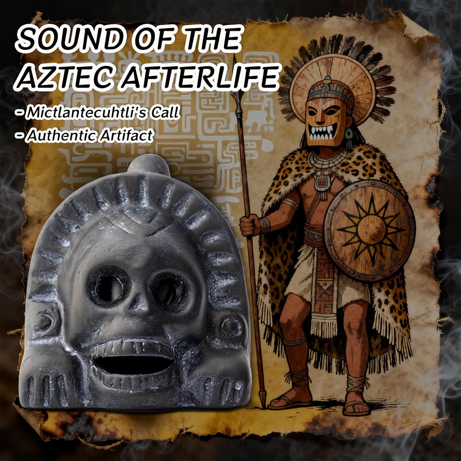 Authentic Aztec Death Whistle - Handcrafted Clay Skull with Ear-Piercing Scream Sound for Horror Films, Halloween Pranks & Spiritual Rituals (Vintage Black) - Image 4