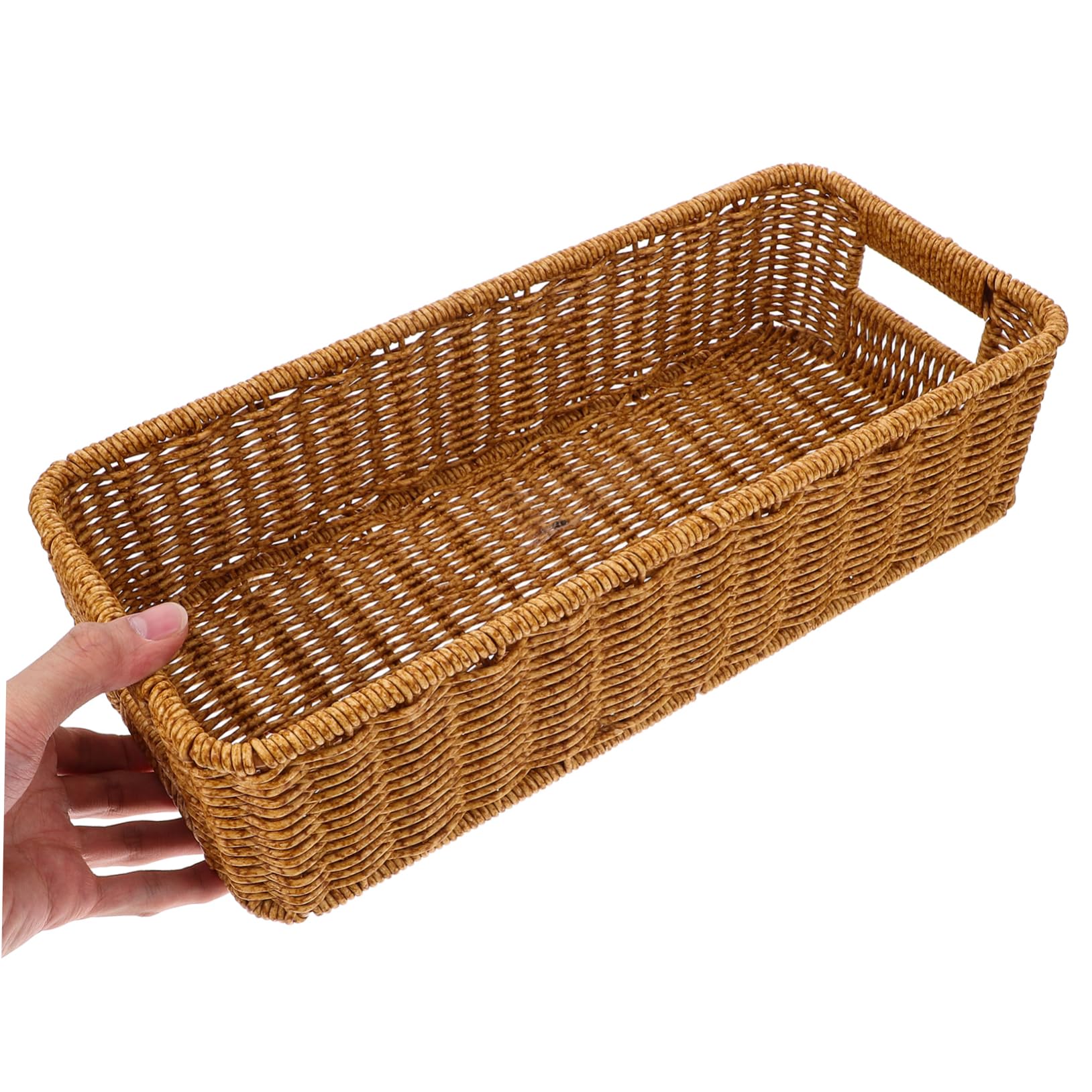 3piezas Cesta De Almacenamiento De Imitación De Ratán para Utensilios De Cocina Organizador Decorativo De Mesa para Cubiertos Cesta Multifuncional para Cocina y Comedor