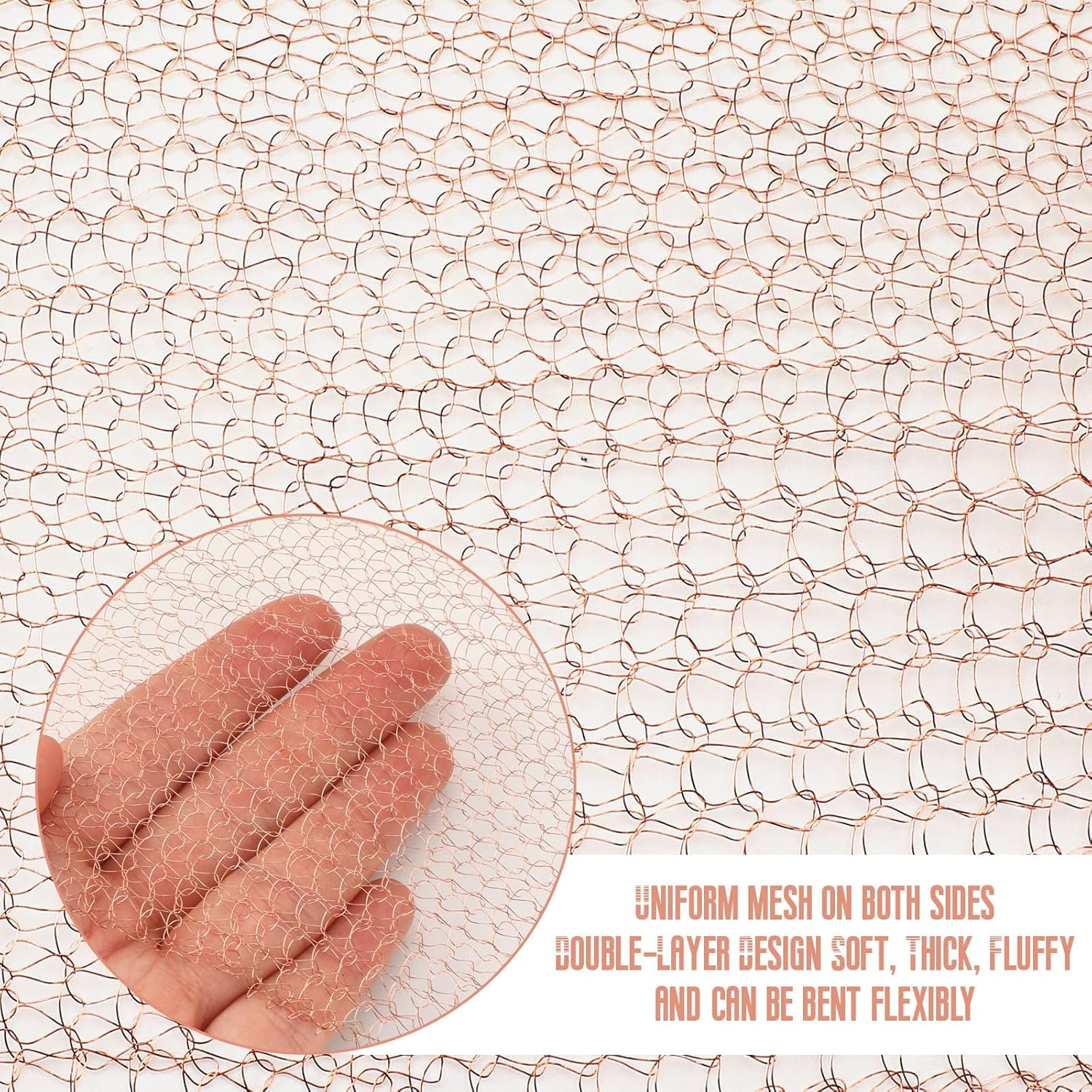 Therwen 5" x 100 ft Copper Mesh Rodent Control 100% Pure Copper Wool Roll Rustproof DIY Hole Filler Wire Mesh for Snail Slug Mice Pest Bird Control Gap Hole Blocking Gardening Sealing Water Opening