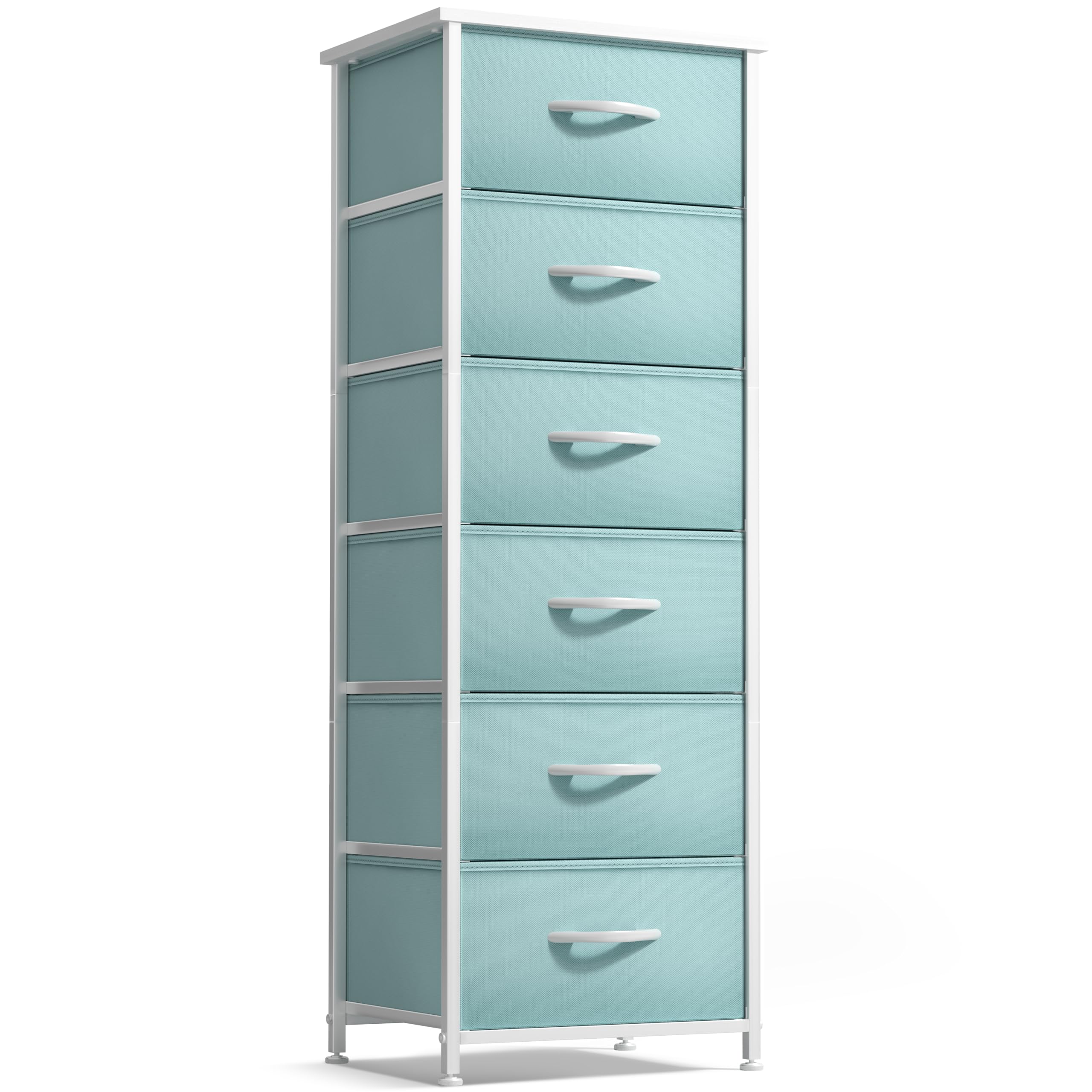 Sorbus Fabric Dresser for Kids Bedroom - Chest of 6 Drawers, Tall Storage Tower, Clothing Organizer, for Closet, for Playroom, for Nursery, Steel