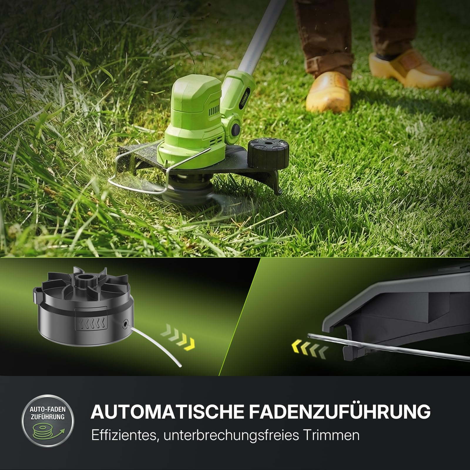 WORKIT 20V Akku Rasentrimmer mit Akku und Ladegerät, 2-in-1 Freischneider Akku, Bürstenloser Motor, inkl. 2x 4,0 Ah Akkus, Teleskopstiel für Unkrautentfernung, Gartenpflege Set