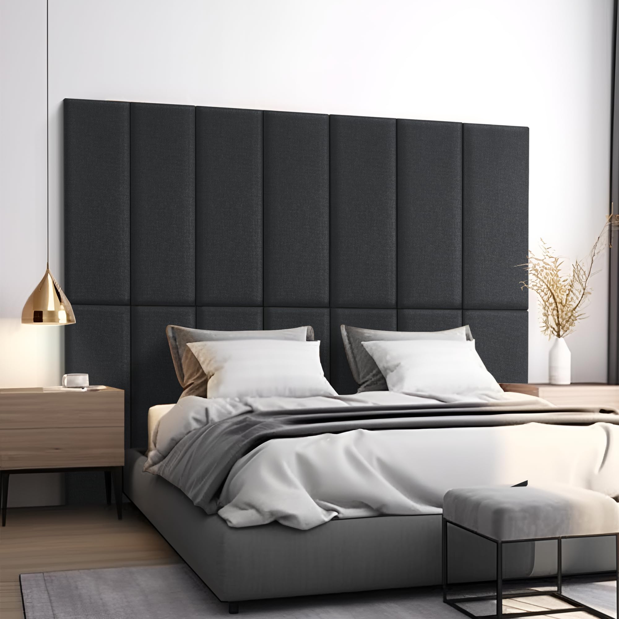 2 Pannelli Murali Imbottiti 90x30cm - Decorativi E Antirumore Grigio Chiaro - Foto 10