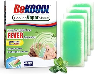 BeKoool Kids Fever Non-Medicated Cooling Mint Vapor Sheets | 4 Count