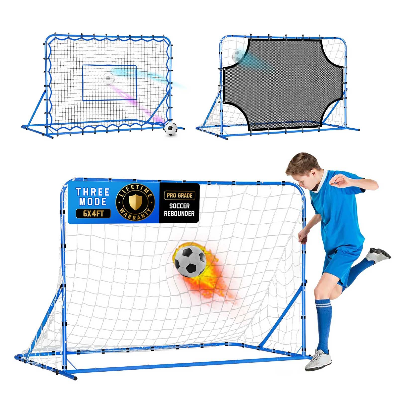 6X4FT Three Mode Soccer Goal & Rebounder Net & Target Net,Four Targets for Precise Training,Tough-Built for Intense Shots,Quick-Switch Angle Soccer Training for Control/Passing Practice for Kids Teen-image-28