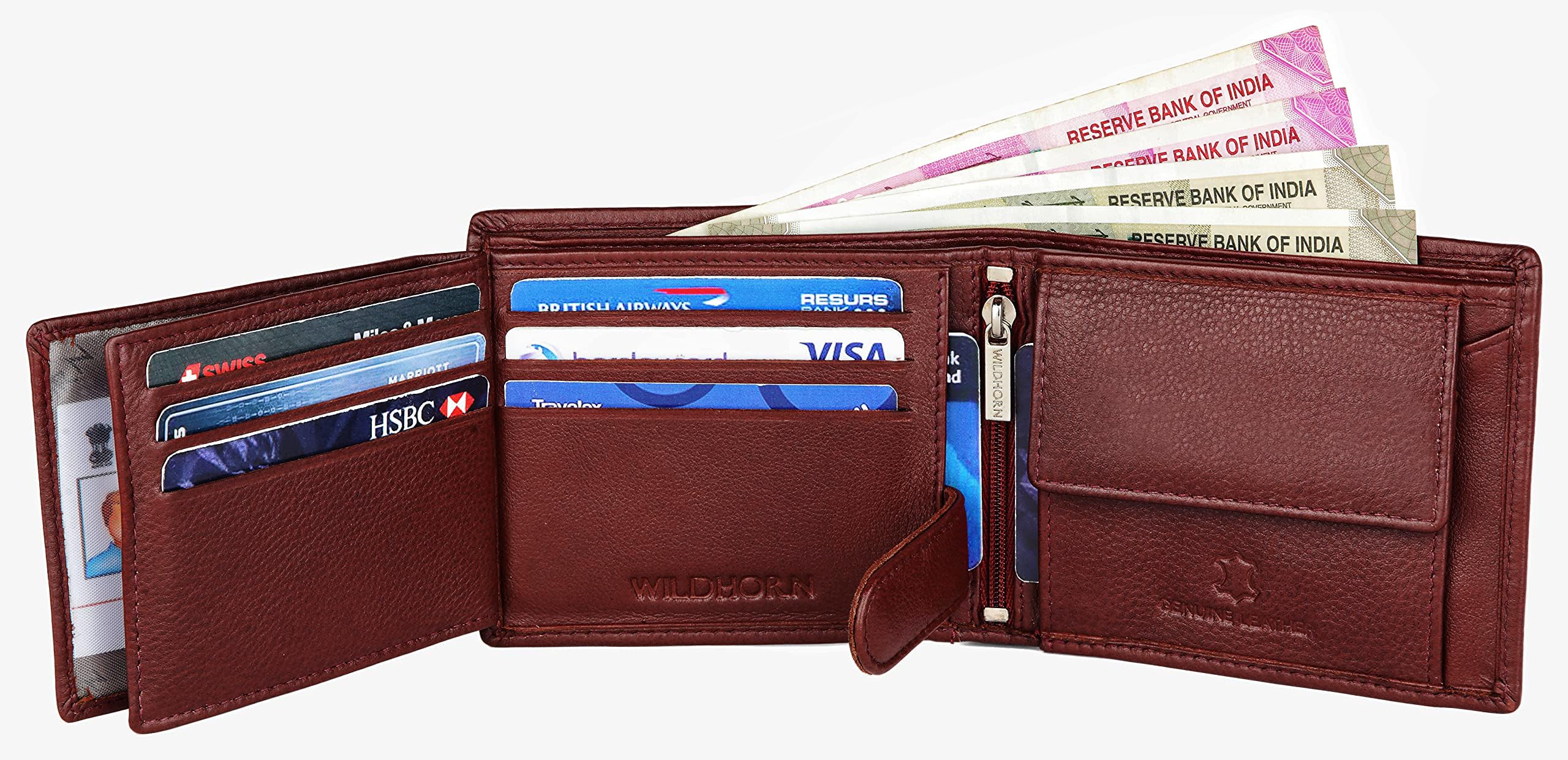 WildHorn Leather Wallet for Men (Royal Maroon) 4