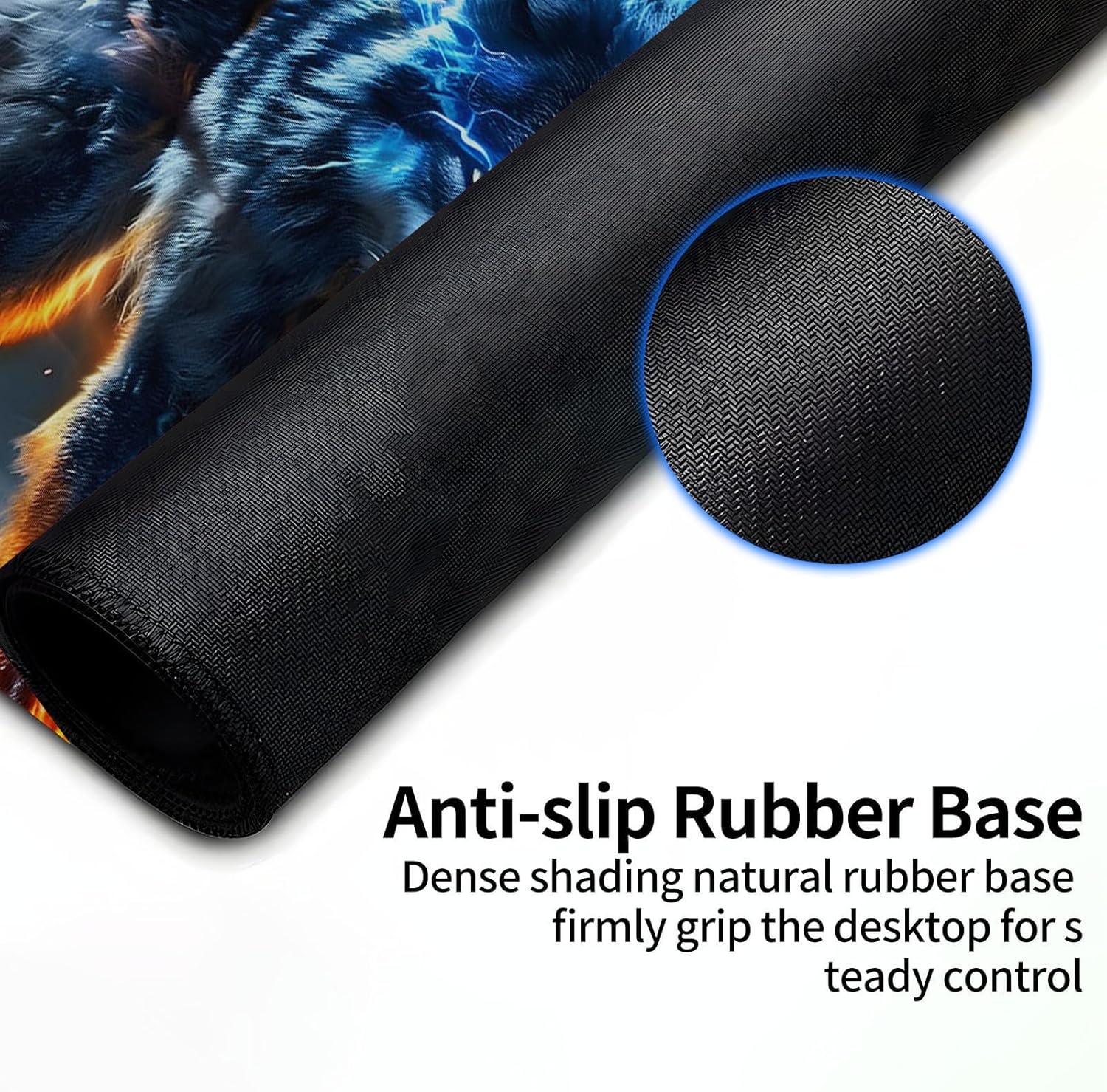 for MTG Playmat for Trading Card Games, Non-Slip Rubber Smooth Surface with Stitched Edges, Durable Desk Pad for Card Games, Custom Playmat Anime Playmat, Fire Wolf