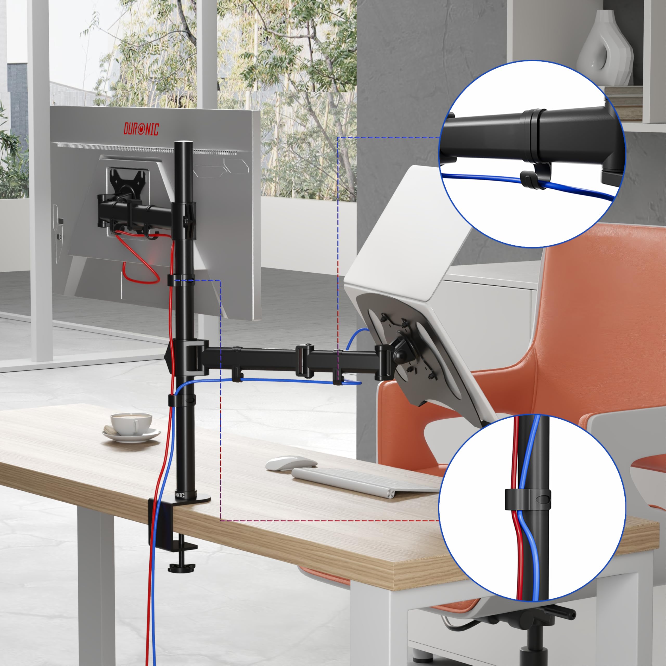 Duronic DM25L1X1 BK Brazo para Monitor de 13" a 27" de hasta 8 Kg, 60 cm
