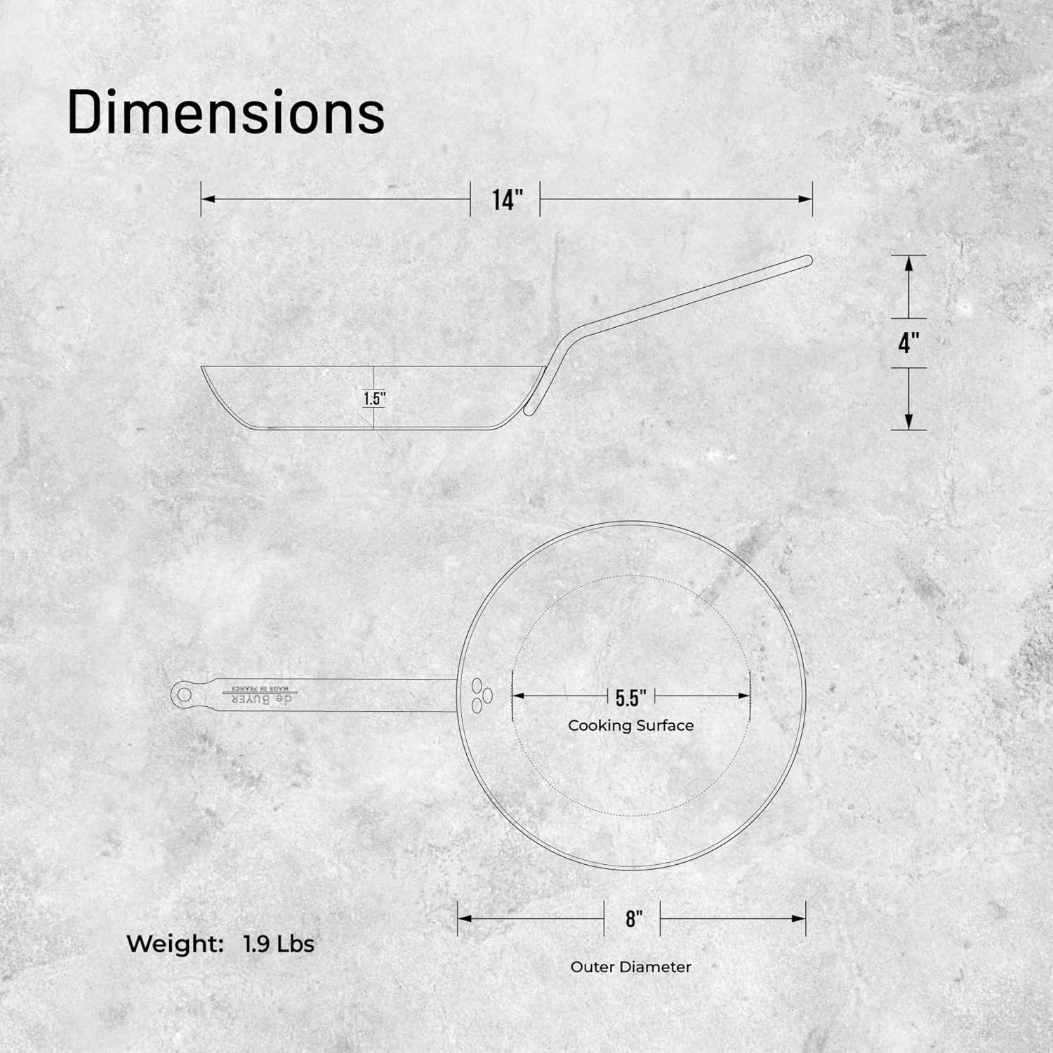De Buyer Carbon Steel Pan Dimensions