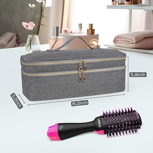 Miniatura 6 de WINZEDGE Estuche de transporte de viaje de doble capa para secador de pelo Revlon de un solo paso y cepillo de aire caliente voluminizador, bolsa