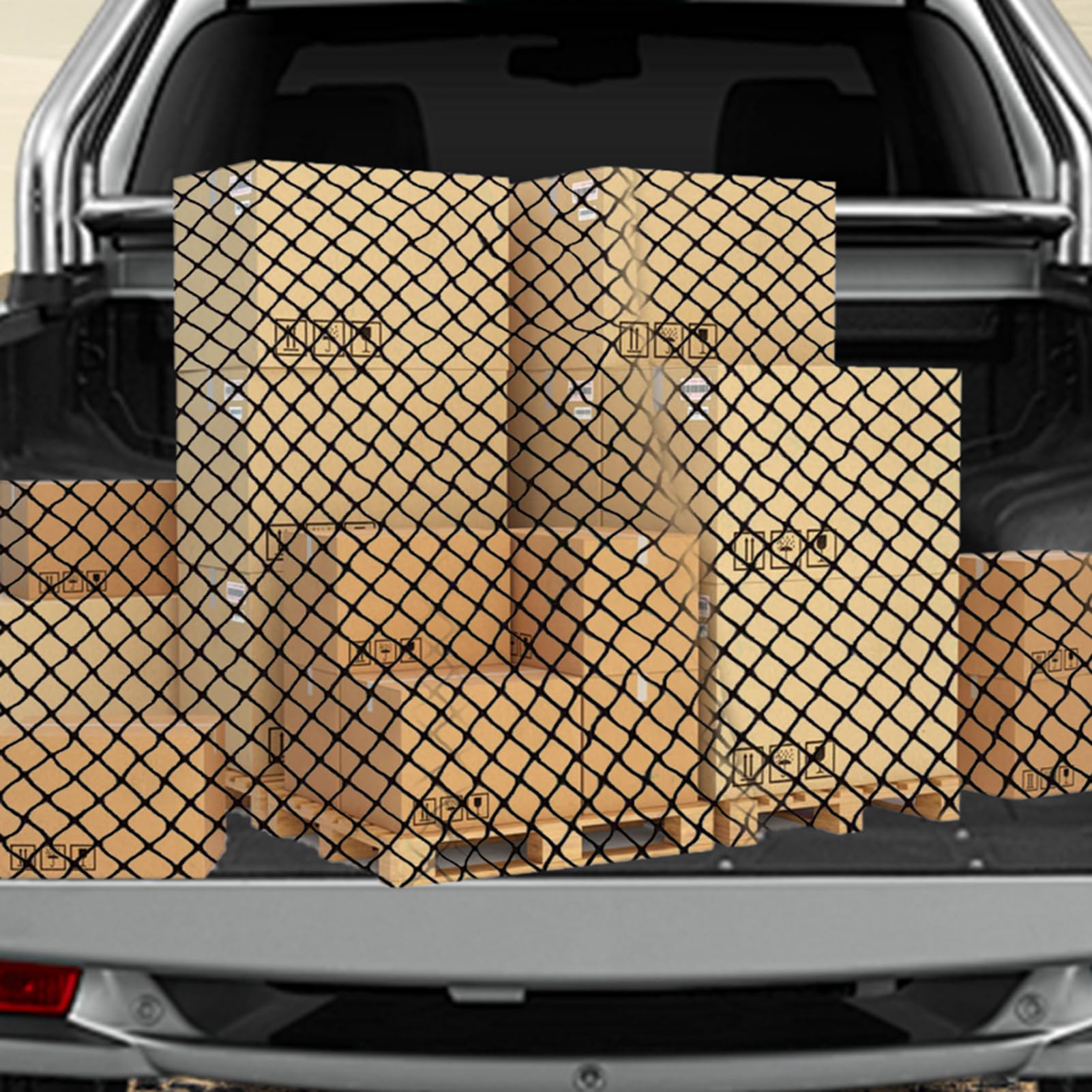 Sollee Rete da carico per camion, elastica, con 6 moschettoni, resistente