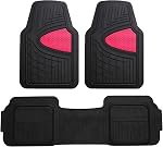 FH Group Tapis de plancher de voiture - Tapis de sol en caoutchouc résistant pour voitures, Ensemble complet universel d'ajustement, Tapis de plancher automobile trimmable, Tapis pour plancher climaproof pour la plupart des berlines, SUV, Tapis de plancher de camion rouge