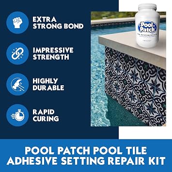 Pool Tile Thinset Adhesive Repair Kit 10 lb - Easy to Mix and Apply Thinset Formula - Perfect to Glue Pool Tile - Quick-Drying, Extra Strong Bond - (coverage: approx. 20 sq. ft)