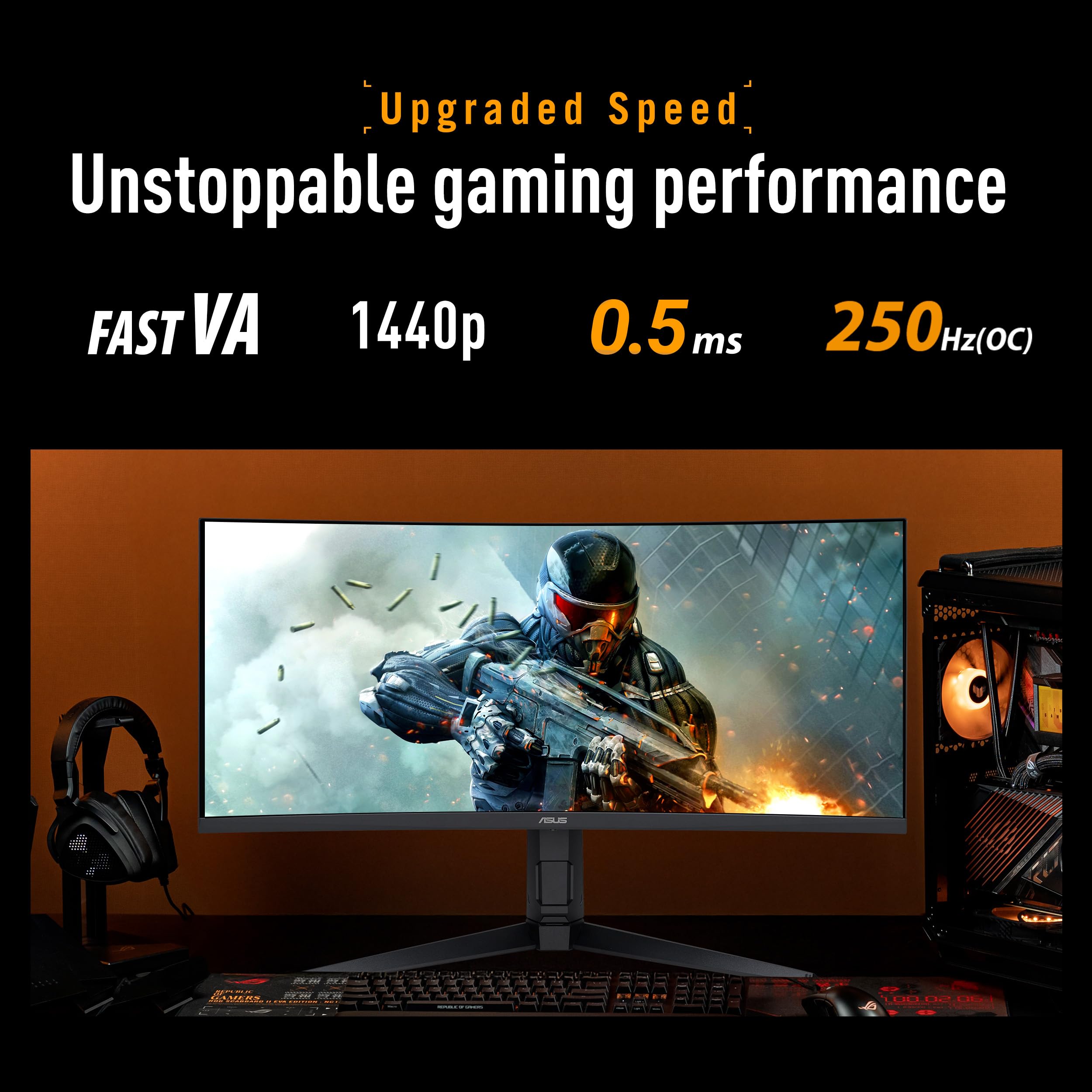 ASUS TUF Gaming VG34WQML5A 34 Pouces 1440p 250Hz Écran PC Gamer Ultrawide