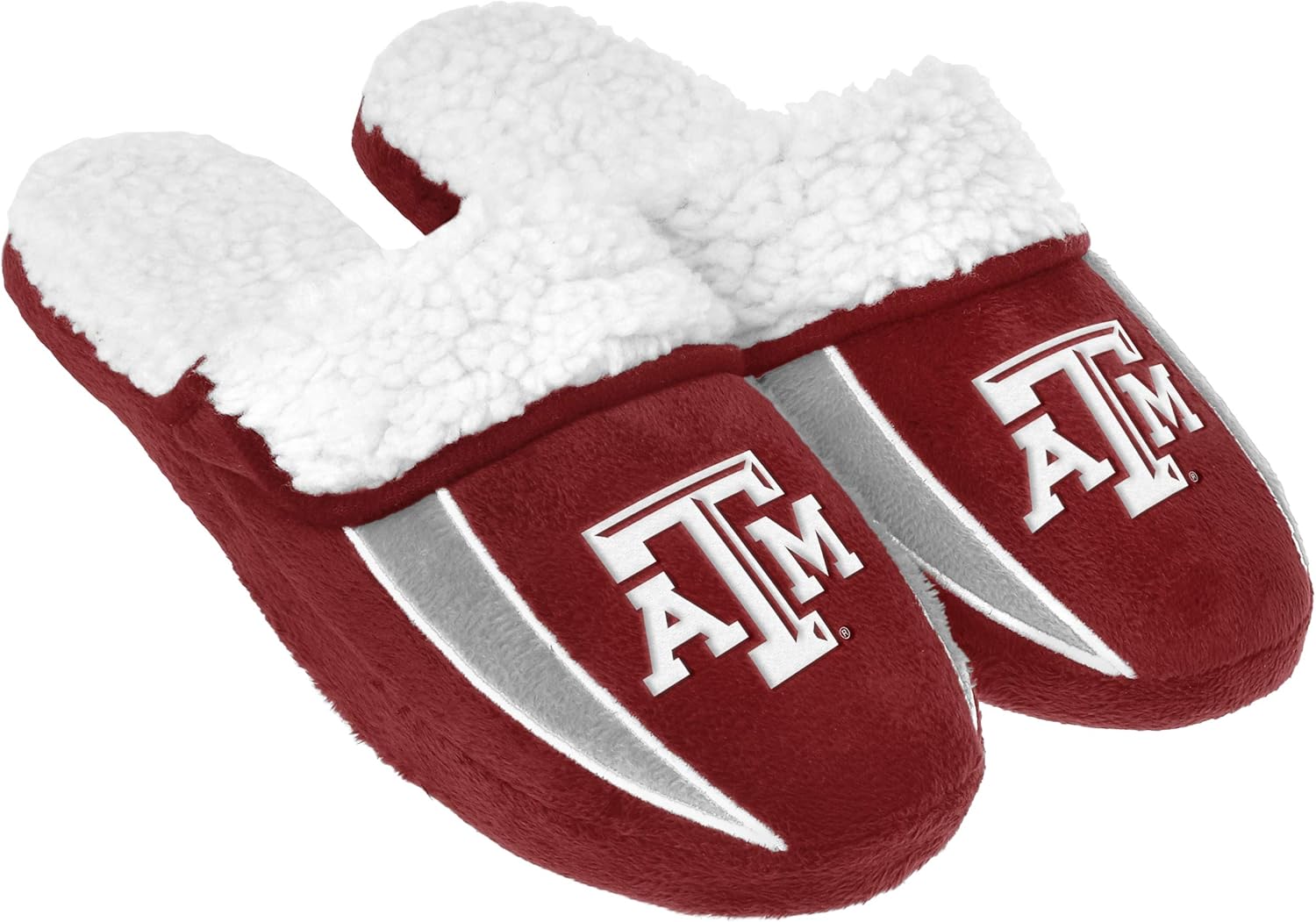 FOCO mens NCAA College Team Logo Sherpa Moccasin Slippers