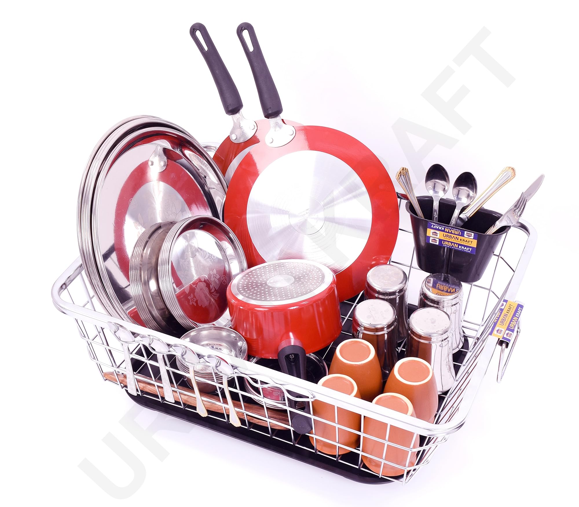 URBAN KRAFT Stainless Steel Dish Drainer - Tray & Spoon Holder -5