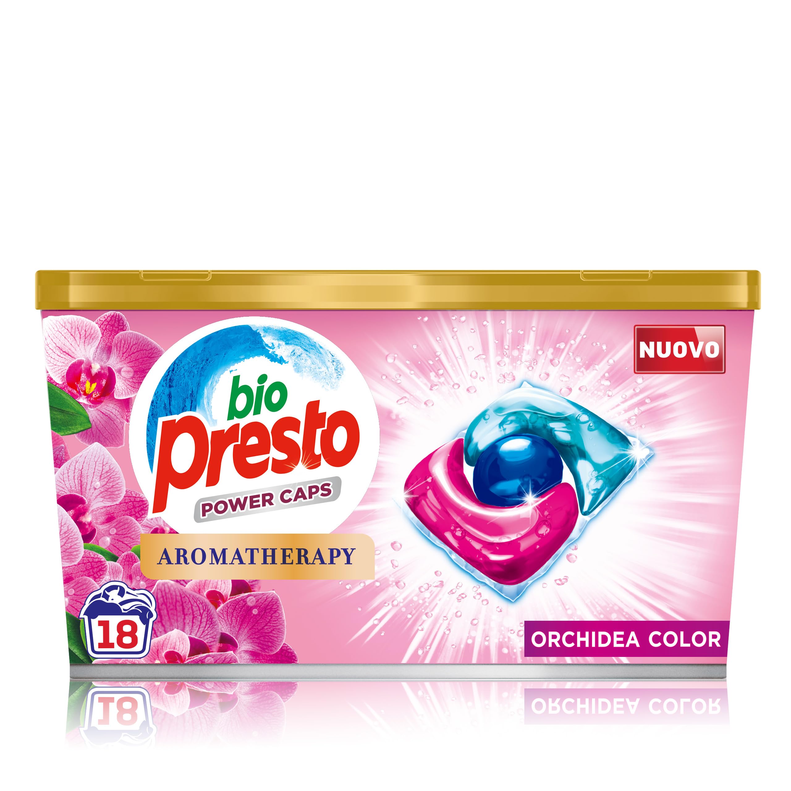 Bio Presto Power Caps - Detergente para lavadora predosificado en cápsulas, paquete de 144 lavados