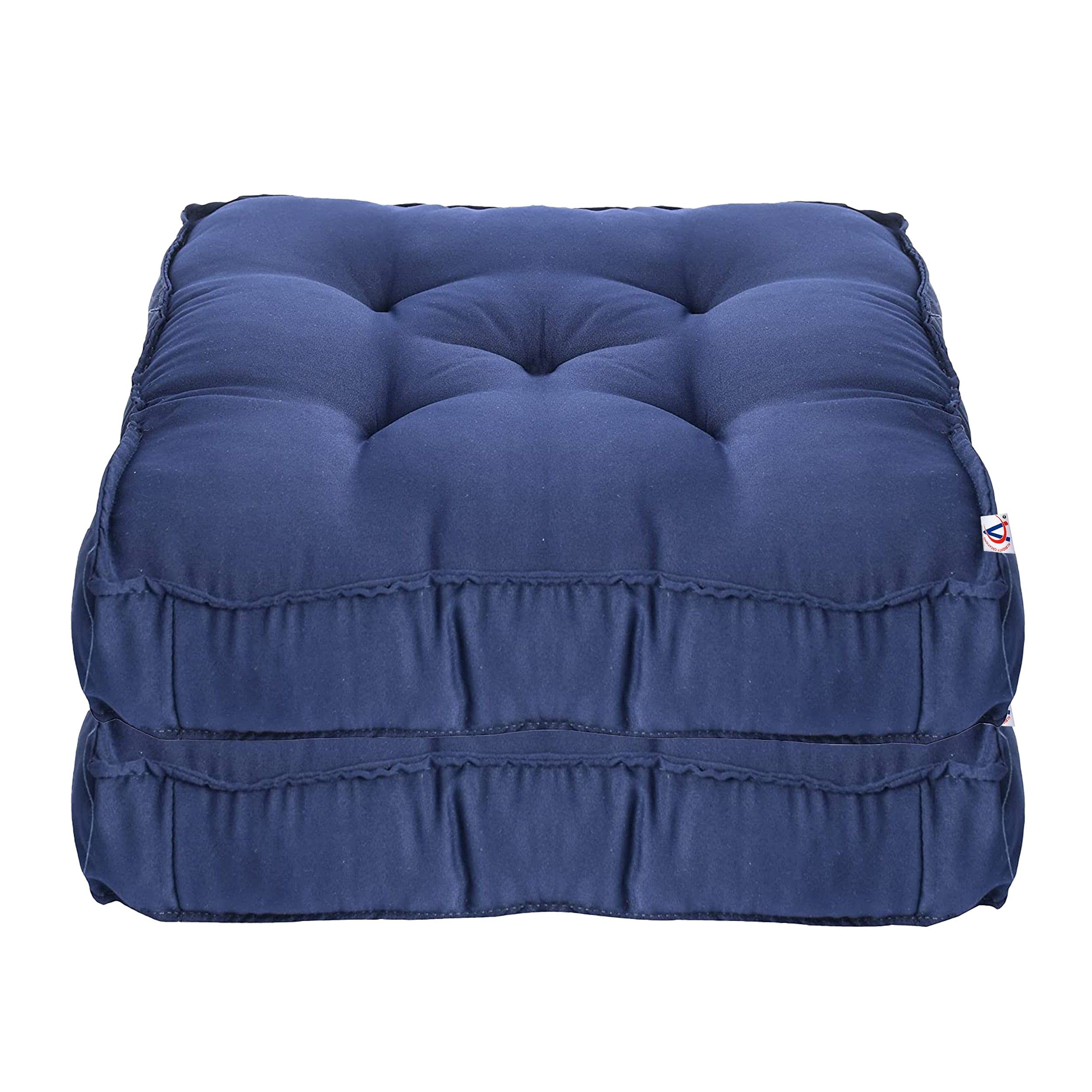 ALMIGHTY CREATIONS Microfiber Square(Cushion) Chair Pad/Cushion for Office, Home or Car Sitting with Ties-Pack of 2, 18 * 18 Inch (Blue)(5TAKE), Standard