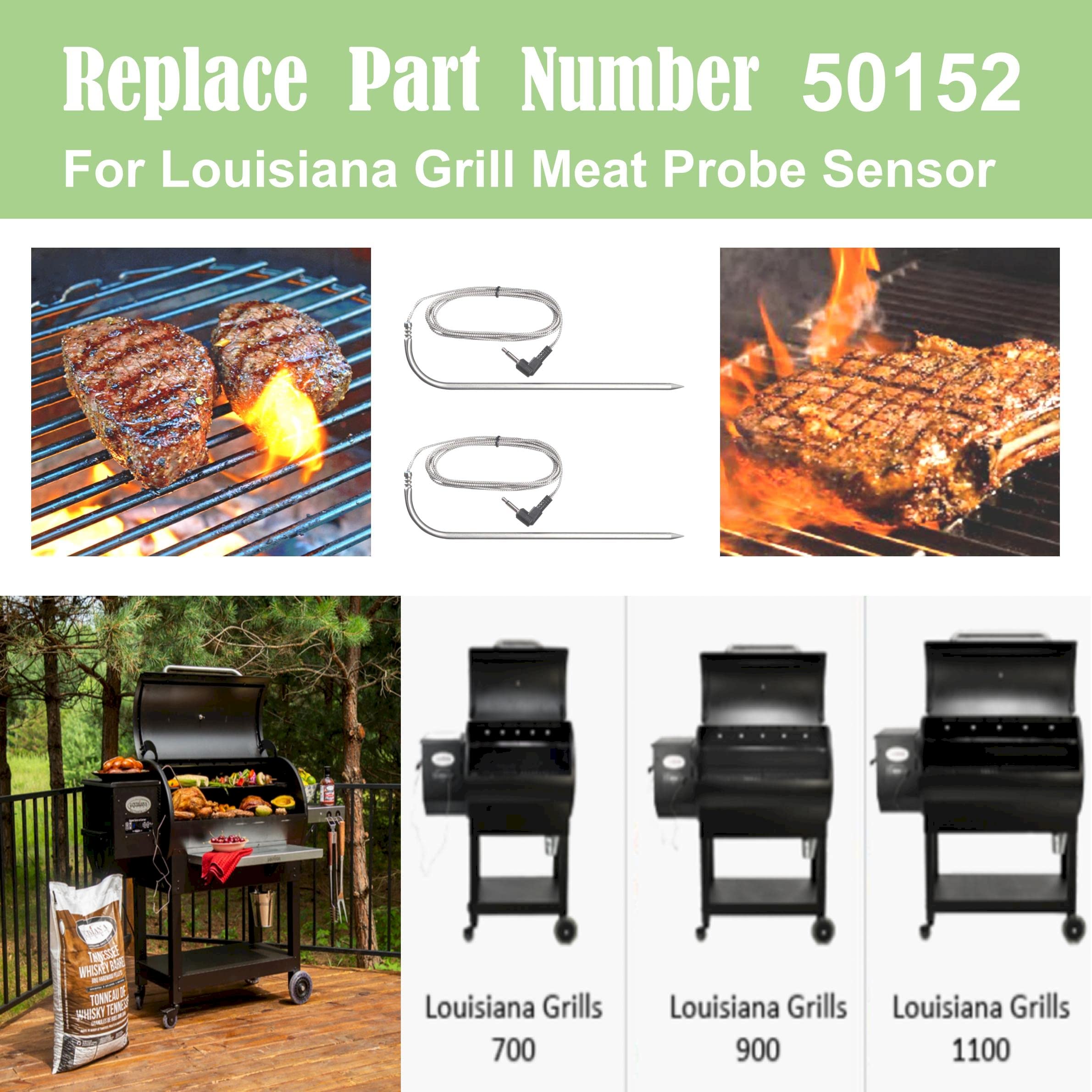 Confezione da 2 termometro per sonda per carne, compatibile con griglia Louisiana, Cuisinart, Oklahoma Joes, griglia a pellet e affumicatore