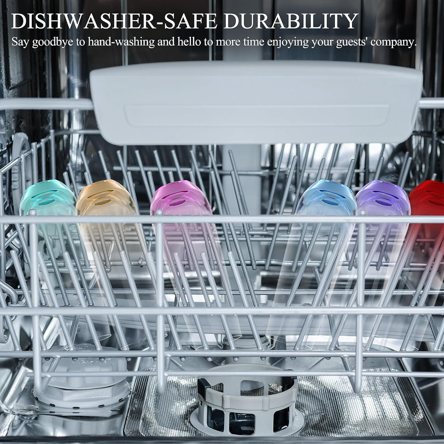 Stemless Champagne Flutes Glasses Set of 6-10oz Multi Colored Glass, Unique Colorful Champagne Flute Gift for Wedding, Anniversaries, Parties, Birthday, Restaurant, Home Bar - Image 5