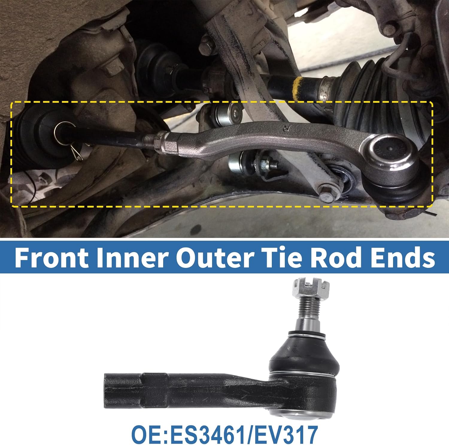 X AUTOHAUX 6pcs Front Inner Outer Tie Rod Ends Kit Suspension Steering Tie Rod End for Mazda B3000 1998-2007 for Ford Explorer 98-01 Drag Link No.ES3461/EV317