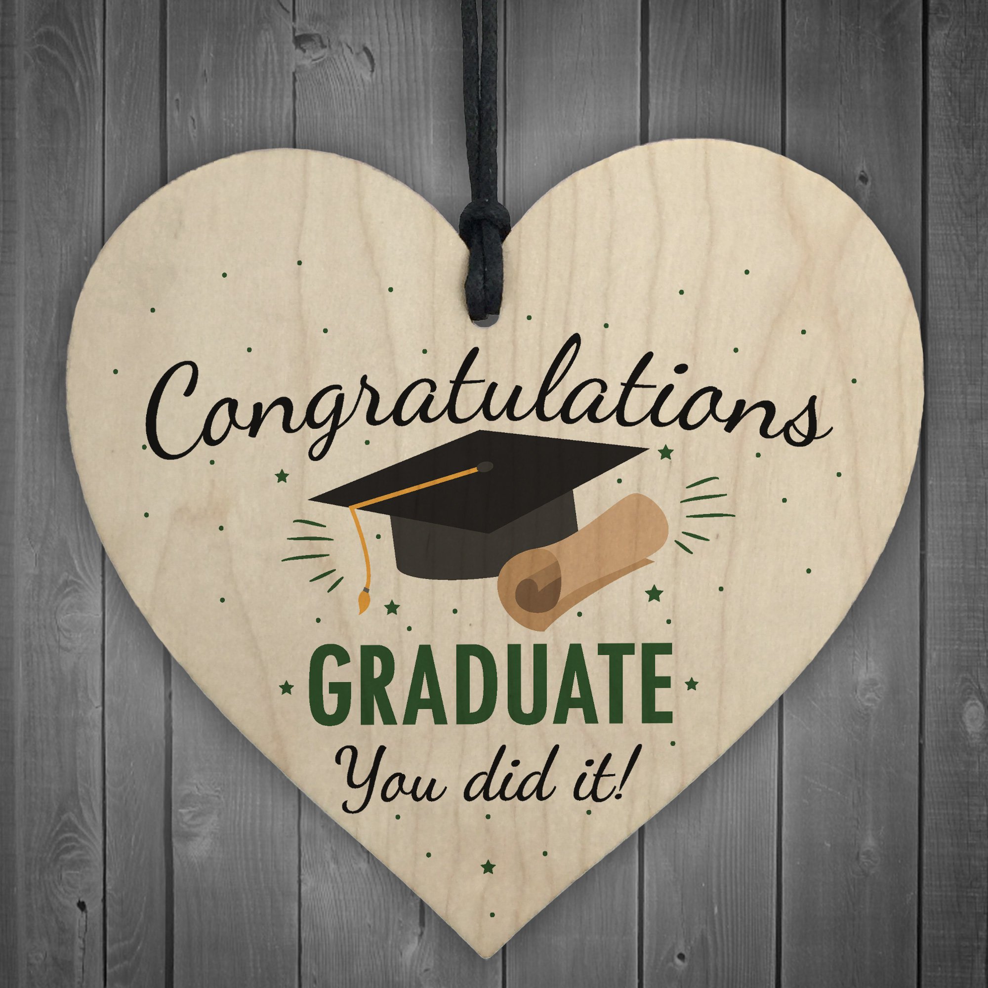 Red Ocean You Did It Congratulations Gift Wooden Heart Keepsake Gift For Her For Him Graduation Party Decoration